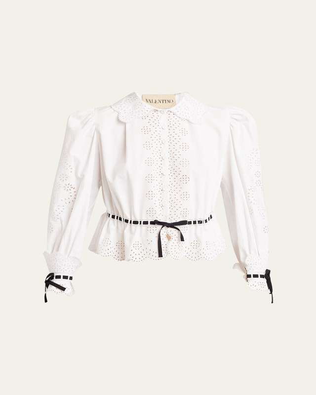 Eyelet-Embroidered Poplin Shirt